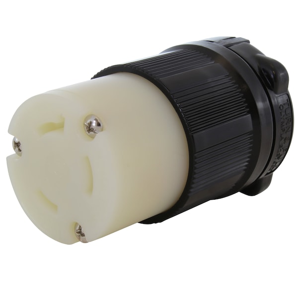 Ac Works NEMA L7-30R 30A 277V 3-Prong Locking Female Connector with UL, C-UL Approval in Black - ASL730R-BK