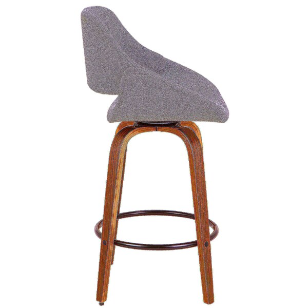 Lumisource Fabrico Counter Stool in Walnut and Grey Noise Fabric, PK 2 - B26-FBCO2Q WLGY2