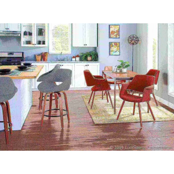 Lumisource Fabrico Counter Stool in Walnut and Grey Noise Fabric, PK 2 - B26-FBCO2Q WLGY2