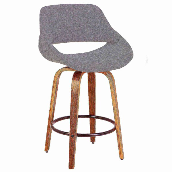 Lumisource Fabrico Counter Stool in Walnut and Grey Noise Fabric, PK 2 - B26-FBCO2Q WLGY2