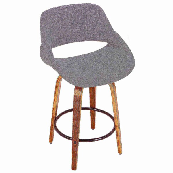 Lumisource Fabrico Counter Stool in Walnut and Grey Noise Fabric, PK 2 - B26-FBCO2Q WLGY2