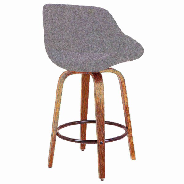 Lumisource Fabrico Counter Stool in Walnut and Grey Noise Fabric, PK 2 - B26-FBCO2Q WLGY2