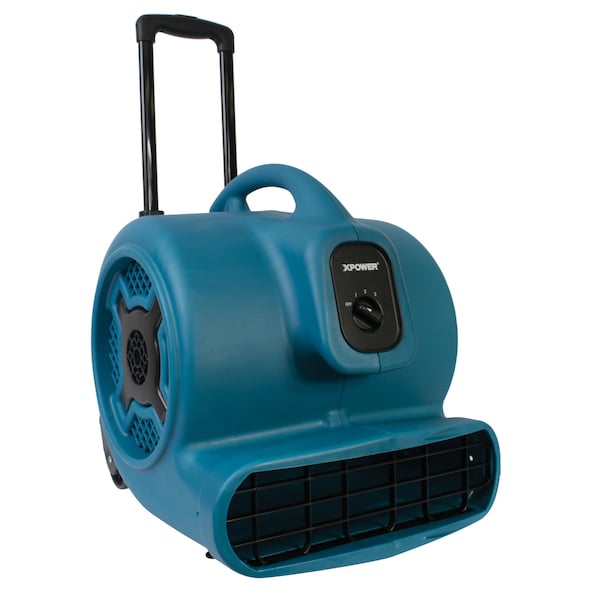Xpower Air Mover W/ Telescopic Handle and Wheels, 1 HP, 3600 CFM, 8.5 Amps, 3 Positions, 3 Speeds - P-830H