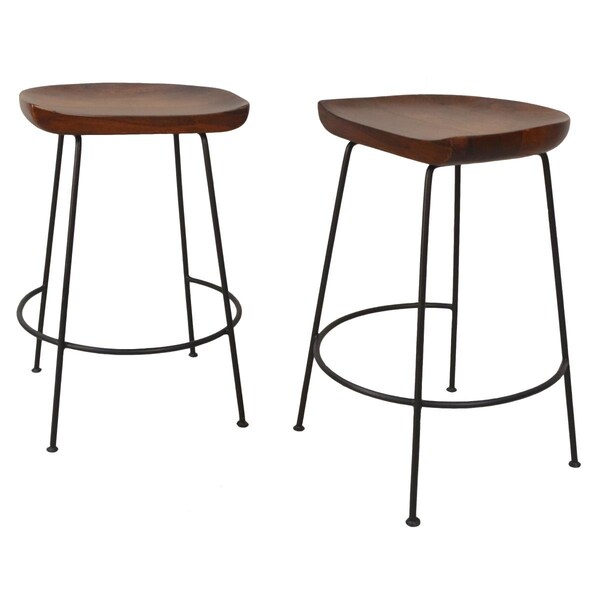 Carolina Cottage 24.5 in. Diya Counter Stool Chestnut & Black - Set of 2 - CF2424CHETBK