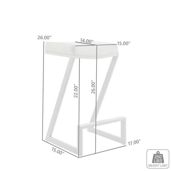 Armen Living Atlantis 26" Counter Height Backless Black Faux Leather and Brushed Stainless Steel Bar Stool - LCAT26BABLK