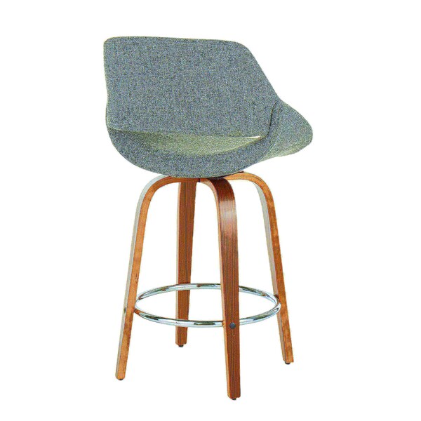 Lumisource Fabrico Counter Stool in Walnut and Grey Noise Fabric, PK 2 - B26-FBCO2R WLGY2
