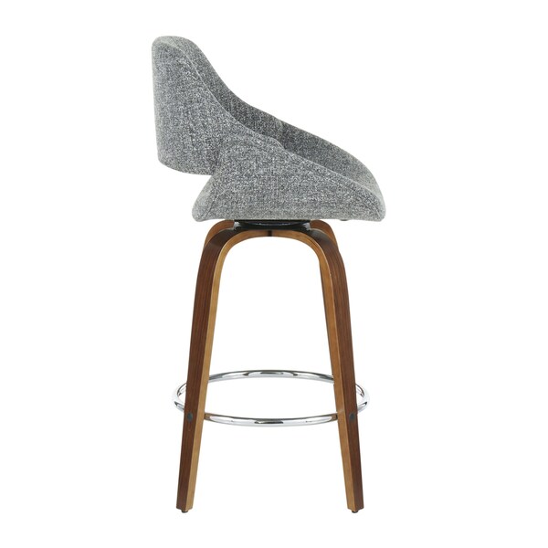Lumisource Fabrico Counter Stool in Walnut and Grey Noise Fabric, PK 2 - B26-FBCO2R WLGY2