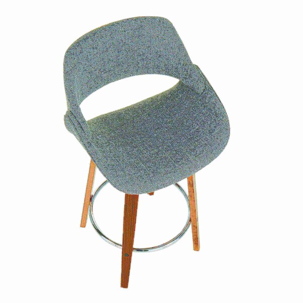 Lumisource Fabrico Counter Stool in Walnut and Grey Noise Fabric, PK 2 - B26-FBCO2R WLGY2