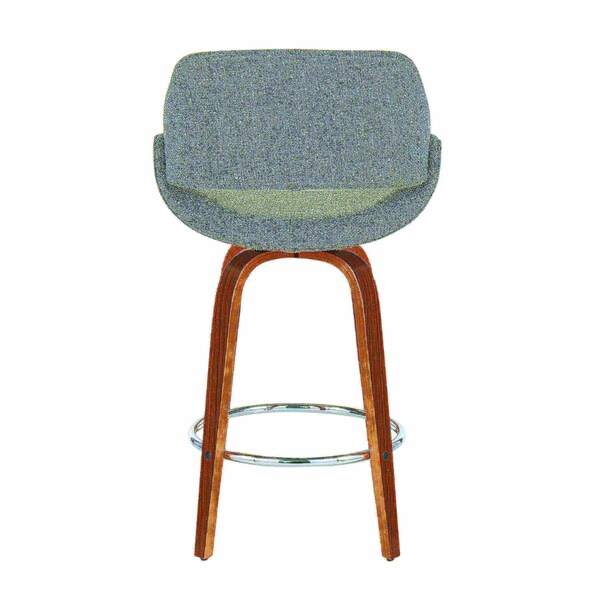 Lumisource Fabrico Counter Stool in Walnut and Grey Noise Fabric, PK 2 - B26-FBCO2R WLGY2