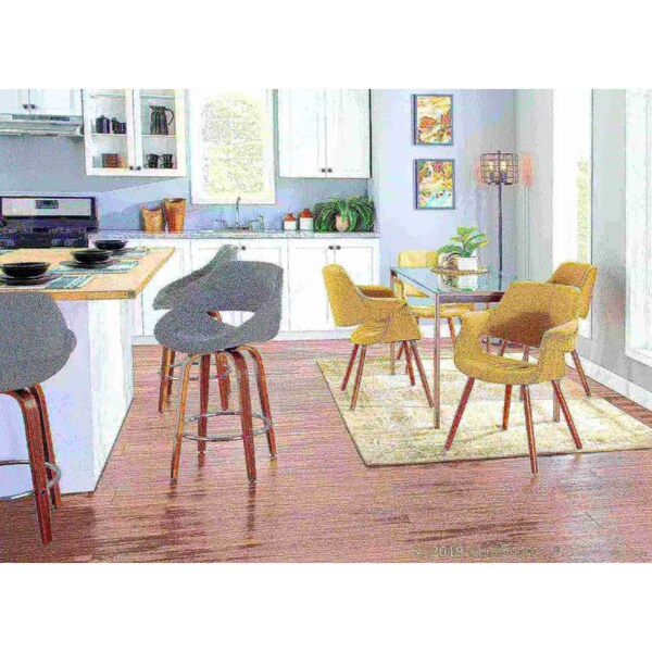 Lumisource Fabrico Counter Stool in Walnut and Grey Noise Fabric, PK 2 - B26-FBCO2R WLGY2
