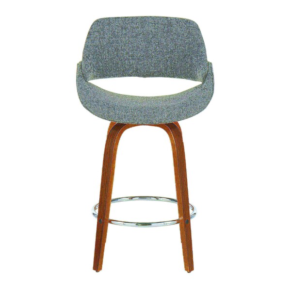 Lumisource Fabrico Counter Stool in Walnut and Grey Noise Fabric, PK 2 - B26-FBCO2R WLGY2