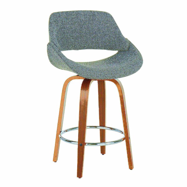 Lumisource Fabrico Counter Stool in Walnut and Grey Noise Fabric, PK 2 - B26-FBCO2R WLGY2
