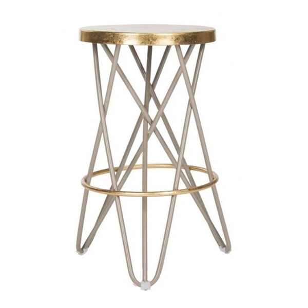 Safavieh 24 x 17 x 17 in. Lorna Gold Leaf Counter Stool Beige & Gold - FOX3255C