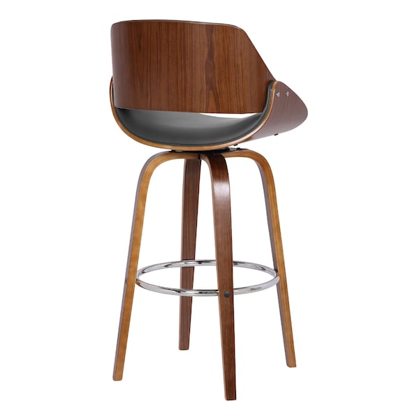 Armen Living Mona 26" Counter Height Swivel Gray Faux Leather and Walnut Wood Bar Stool - LCMNBAWAGR26