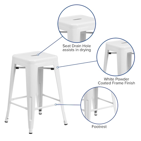 Flash Furniture 24" High Backless White Counter Height Stool - CH-31320-24-WH-GG