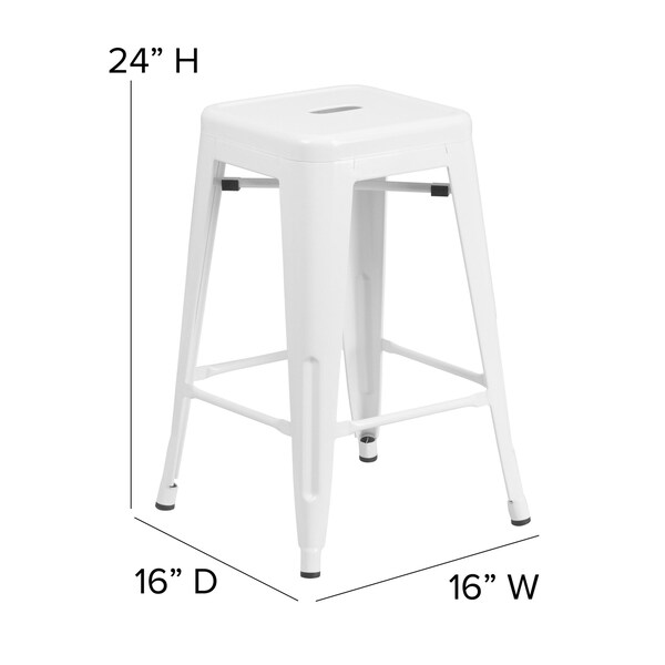 Flash Furniture 24" High Backless White Counter Height Stool - CH-31320-24-WH-GG