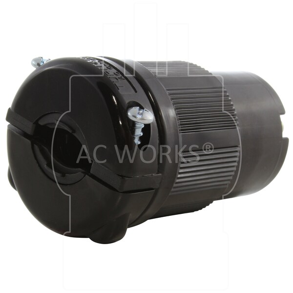 Ac Works NEMA L6-30R 30A 250V 3-Prong Locking Female Connector with UL, C-UL Approval in Black - ASL630R-BK