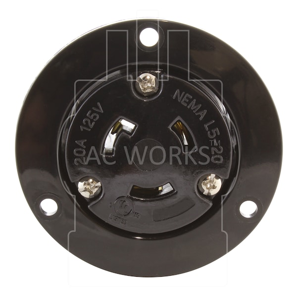 Ac Works 20A 125V L5-20R Flanged Outlet UL and C-UL Listed. - ASOUL520R