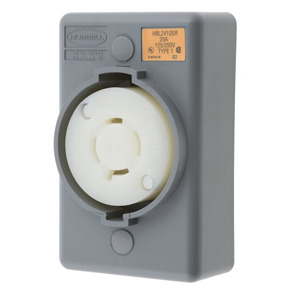 Hubbell 20A Twist-Lock Receptacle 3P 4W 125/250VAC L14-20R GY - HBL2410SR