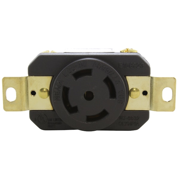 Ac Works 30A 277/480V NEMA L22-30R Flush Mount Locking Industrial Grade Receptacle - FML2230R