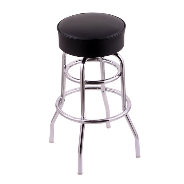 Holland Bar Stool Co 25" Counter Stool, Chrome Finish, Black Vinyl Seat, 360 Swivel - C7C125BLKVINYL