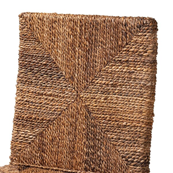 Baxton Studio Laymi Modern Bohemian Dark Brown Mahogany Wood and Seagrass Counter Stool - 233-13141-ZORO