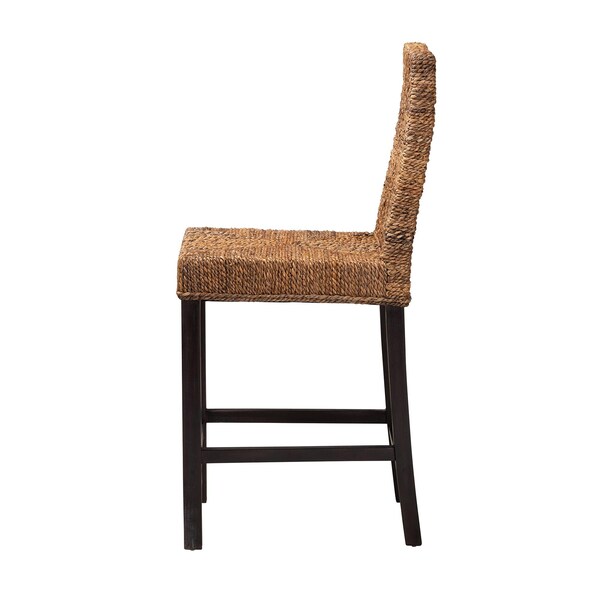 Baxton Studio Laymi Modern Bohemian Dark Brown Mahogany Wood and Seagrass Counter Stool - 233-13141-ZORO