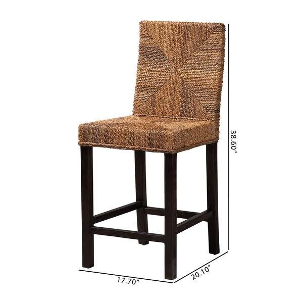 Baxton Studio Laymi Modern Bohemian Dark Brown Mahogany Wood and Seagrass Counter Stool - 233-13141-ZORO