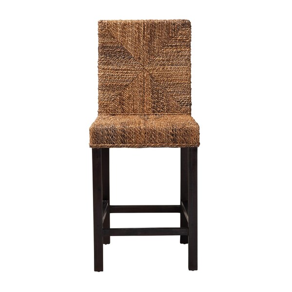 Baxton Studio Laymi Modern Bohemian Dark Brown Mahogany Wood and Seagrass Counter Stool - 233-13141-ZORO