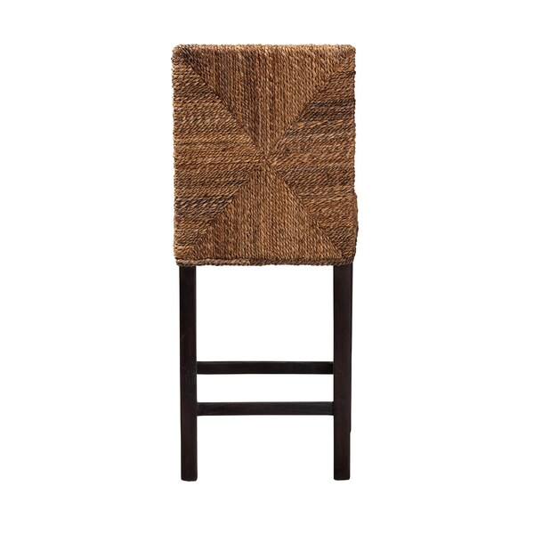 Baxton Studio Laymi Modern Bohemian Dark Brown Mahogany Wood and Seagrass Counter Stool - 233-13141-ZORO
