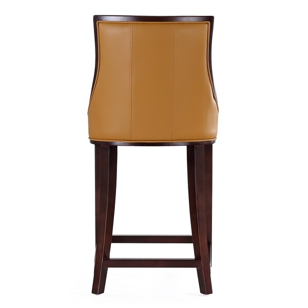 Manhattan Comfort Fifth Ave Counter Stool in Camel and Dark Walnut (Set of 2) - 2-CS012-CL