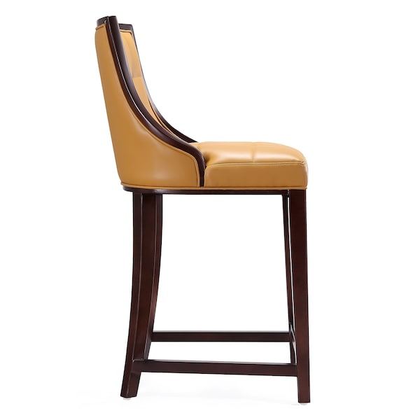 Manhattan Comfort Fifth Ave Counter Stool in Camel and Dark Walnut (Set of 2) - 2-CS012-CL