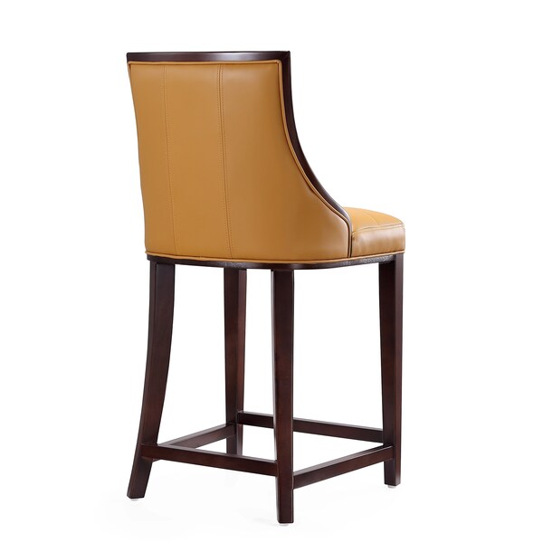Manhattan Comfort Fifth Ave Counter Stool in Camel and Dark Walnut (Set of 2) - 2-CS012-CL