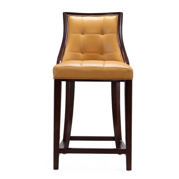 Manhattan Comfort Fifth Ave Counter Stool in Camel and Dark Walnut (Set of 2) - 2-CS012-CL