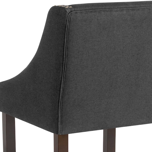 Flash Furniture Carmel Series Blck Fabric/Wood Stool, 24" - CH-182020-24-BK-F-GG