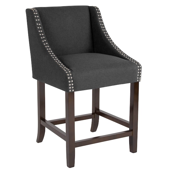 Flash Furniture Carmel Series Blck Fabric/Wood Stool, 24" - CH-182020-24-BK-F-GG