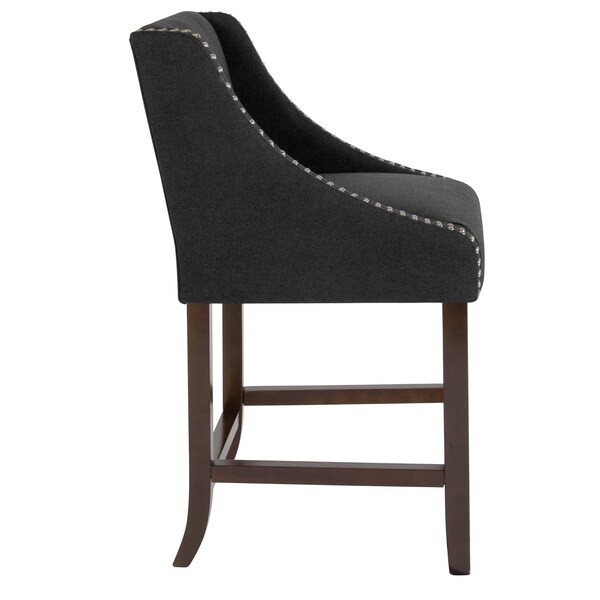 Flash Furniture Carmel Series Blck Fabric/Wood Stool, 24" - CH-182020-24-BK-F-GG