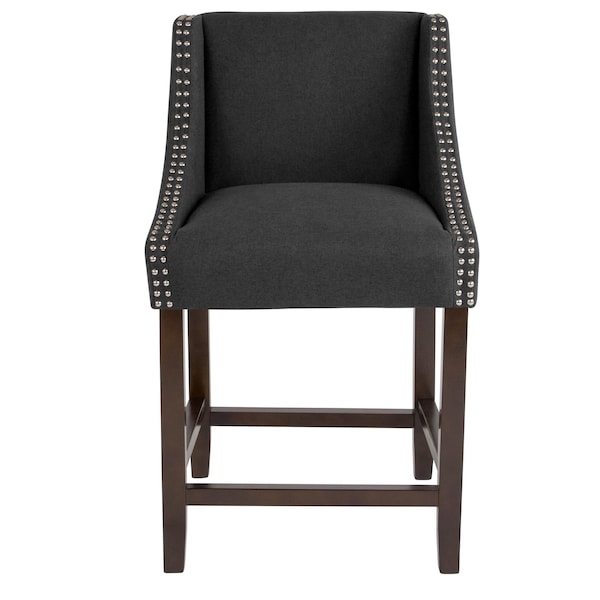 Flash Furniture Carmel Series Blck Fabric/Wood Stool, 24" - CH-182020-24-BK-F-GG