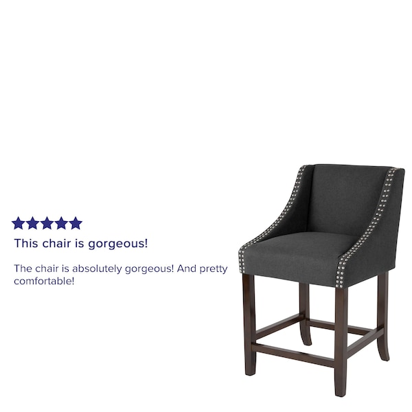 Flash Furniture Carmel Series Blck Fabric/Wood Stool, 24" - CH-182020-24-BK-F-GG