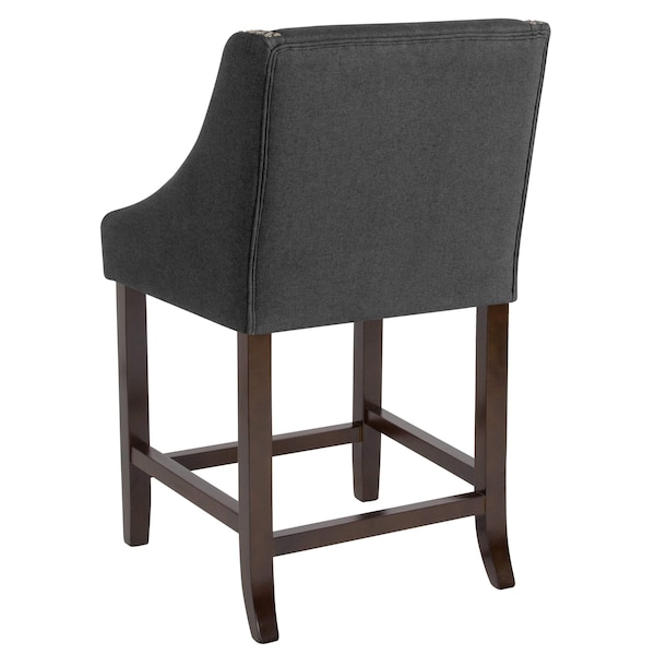Flash Furniture Carmel Series Blck Fabric/Wood Stool, 24" - CH-182020-24-BK-F-GG