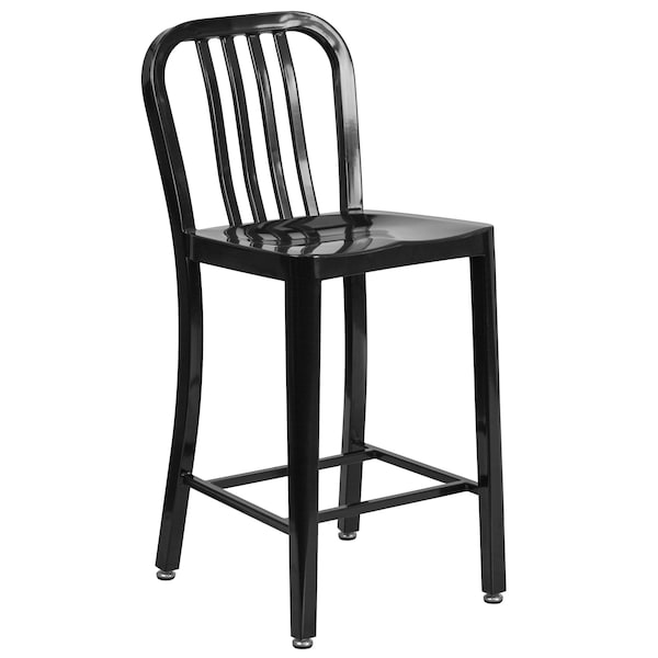 Flash Furniture 2 Pack 24" High Black Metal Counter Height Stool - 2-CH-61200-24-BK-GG