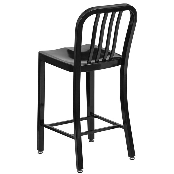 Flash Furniture 2 Pack 24" High Black Metal Counter Height Stool - 2-CH-61200-24-BK-GG
