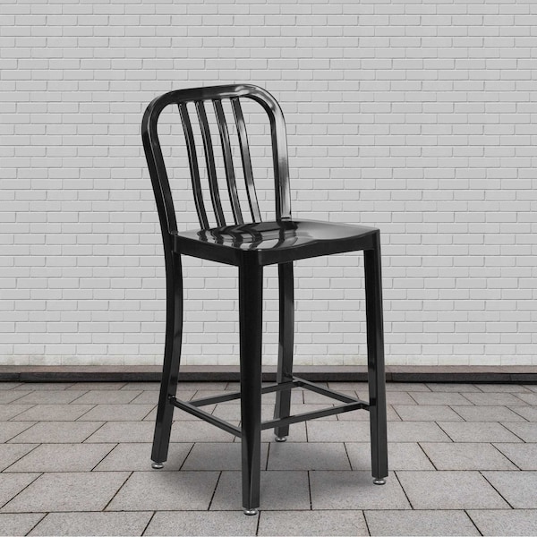 Flash Furniture 2 Pack 24" High Black Metal Counter Height Stool - 2-CH-61200-24-BK-GG