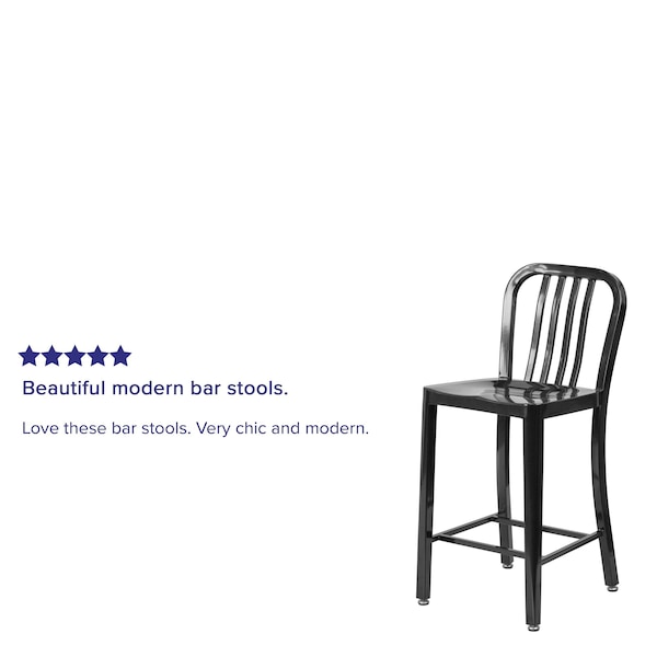 Flash Furniture 2 Pack 24" High Black Metal Counter Height Stool - 2-CH-61200-24-BK-GG