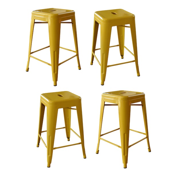 Amerihome Loft Gold 24" Metal Bar Stool, PK4 - BS24GOLDSET