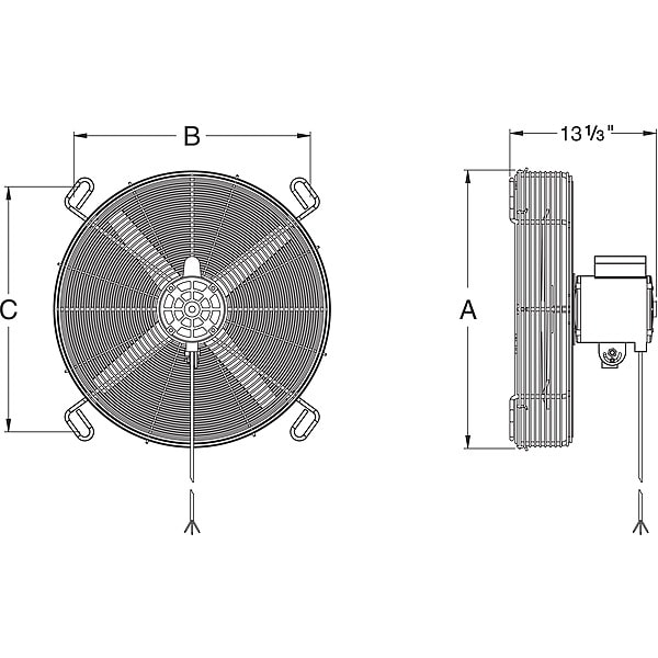 Dayton Transformer Fan, 230/460V, 24 in., 7000 cfm - 13F055