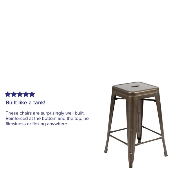 Flash Furniture Gray 24" High Metal Stool, PK4 - 4-ET-31320-24-GN-R-GG