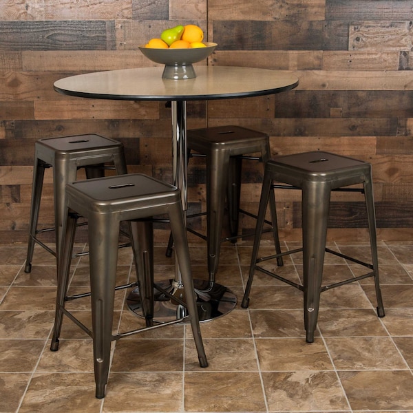 Flash Furniture Gray 24" High Metal Stool, PK4 - 4-ET-31320-24-GN-R-GG