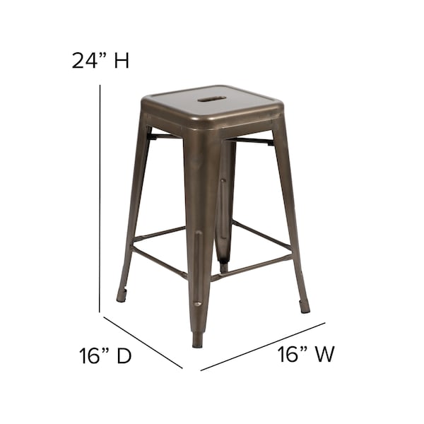 Flash Furniture Gray 24" High Metal Stool, PK4 - 4-ET-31320-24-GN-R-GG