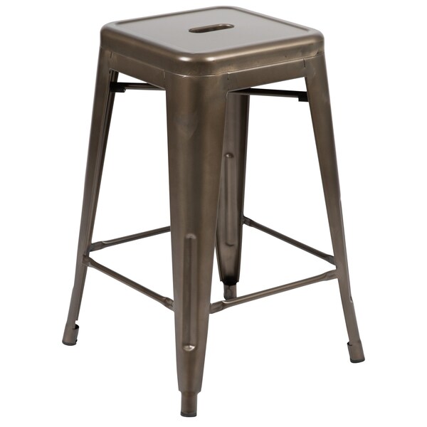 Flash Furniture Gray 24" High Metal Stool, PK4 - 4-ET-31320-24-GN-R-GG